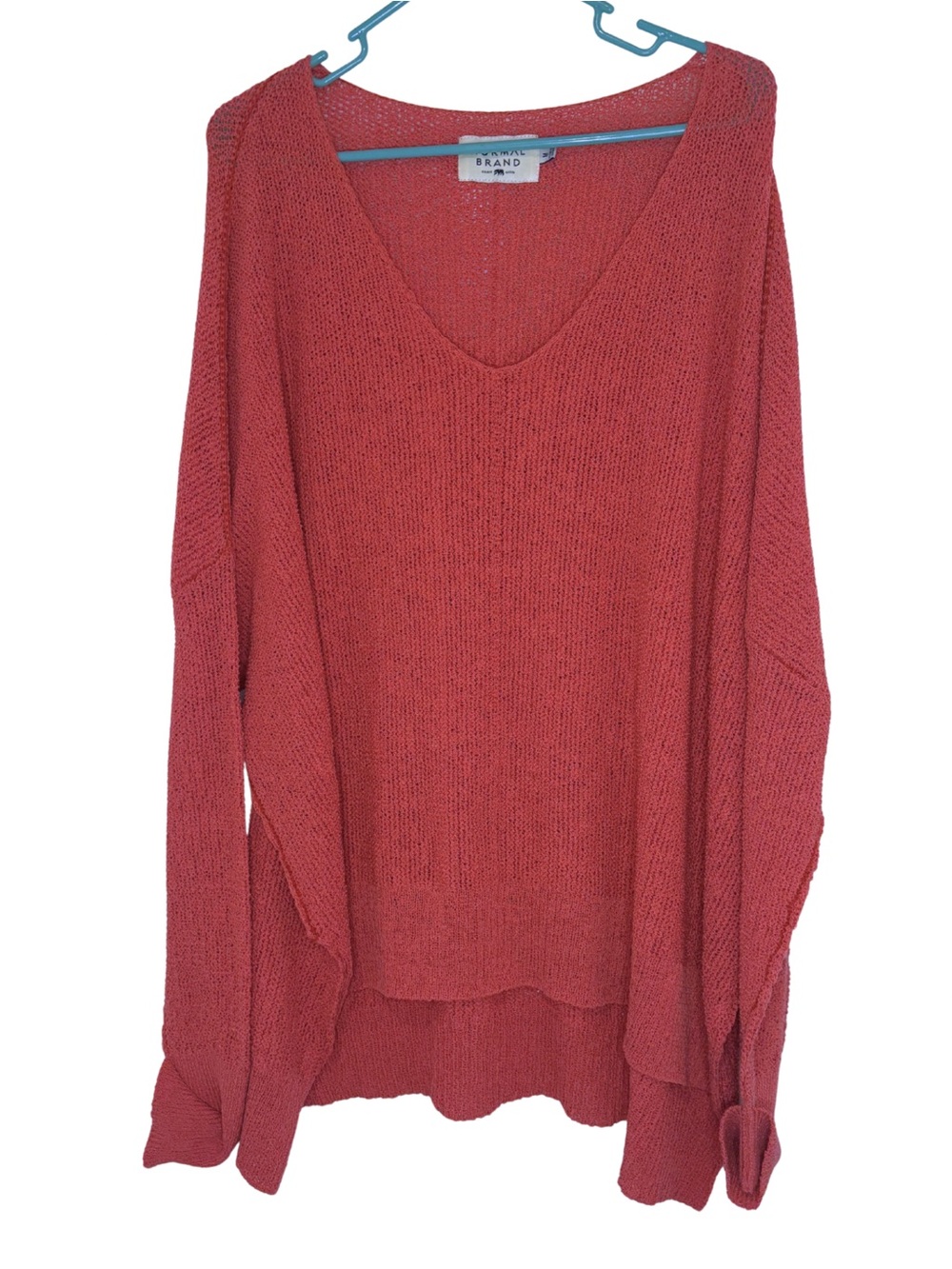 The Normal Brand Women’s Oversized V-Neck Sweater in Rust Red